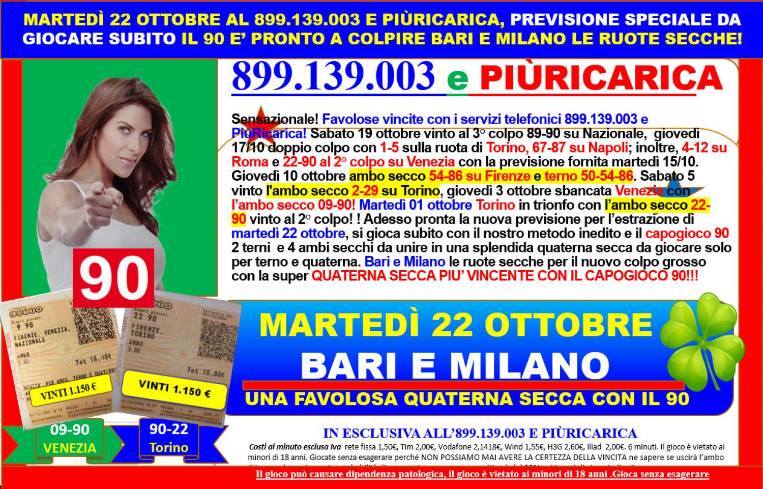 12 OTTOBRE: L'AMBO SECCO 3-90 SBANCA VENEZIA